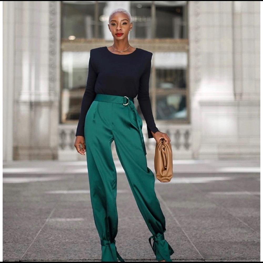 Sold Out Green Satin Pants